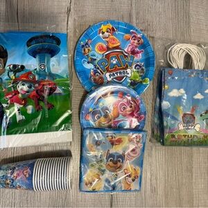 Paw Patrol Blue Kids Party Tableware Pack with Character Plates Cups & Bags